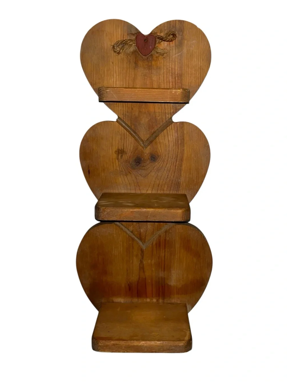 Rustic Heart Stack 3 tiered Wooden Shelf